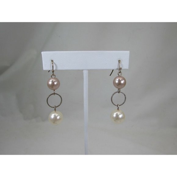 Faux Pearl Drop Dangle Pierced Earrings 49618 - Picture 2 of 3